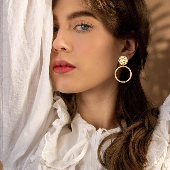 Gold D Clip Gold On Clip Earrings Women Non Piercing Dangle Fashion Jewelry - Picture 2 of 6